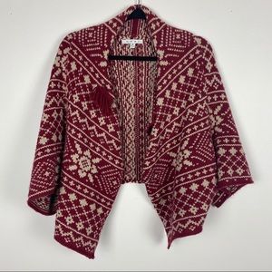 Cabi Fair Isle Chunky Knit Open Front Cardigan